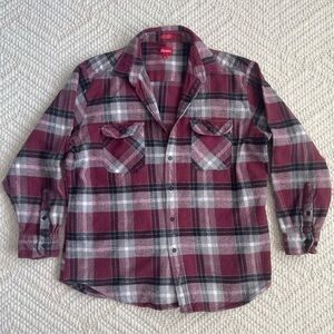 Coleman Thick Cotton Plaid Red Button Down Shirt XL Red